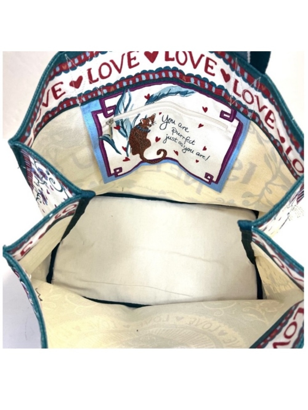 BRIGHTON Love Is All You Need Floral Tote Bag - Cream & Teal - Picture 5 of 9